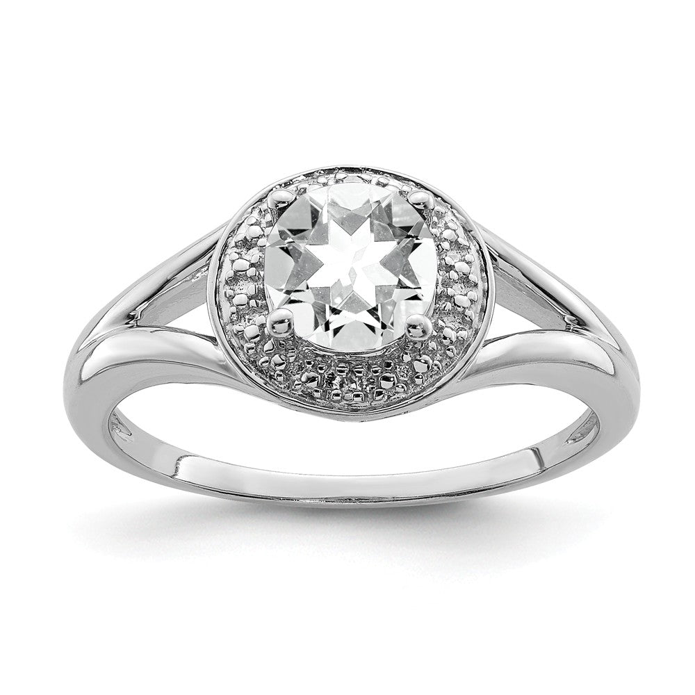 Sterling Silver .01 Ctw Diamond &amp; Round White Topaz Ring, Item R9927 by The Black Bow Jewelry Co.