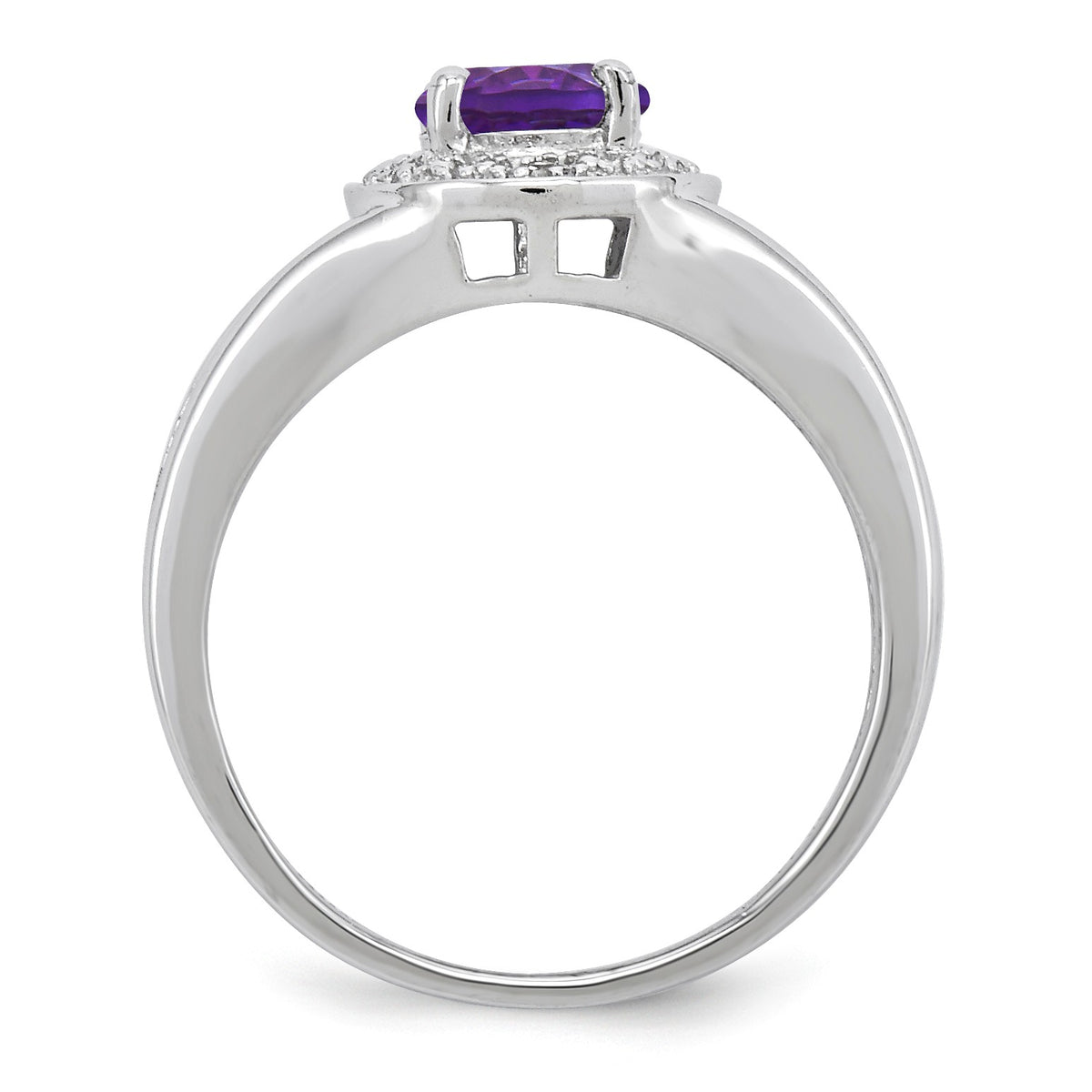 Alternate view of the Sterling Silver .01 Ctw Diamond &amp; Round Amethyst Ring by The Black Bow Jewelry Co.