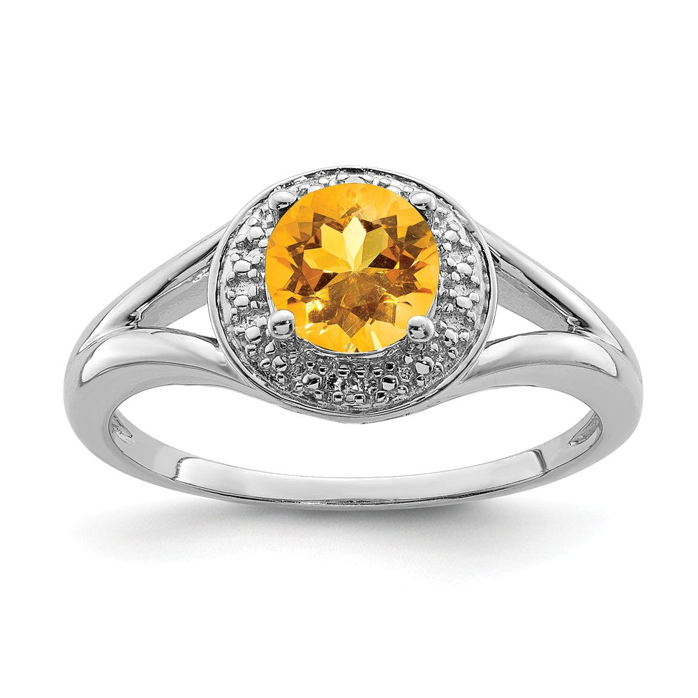 Sterling Silver .01 Ctw Diamond &amp; Round Citrine Ring, Item R9936 by The Black Bow Jewelry Co.