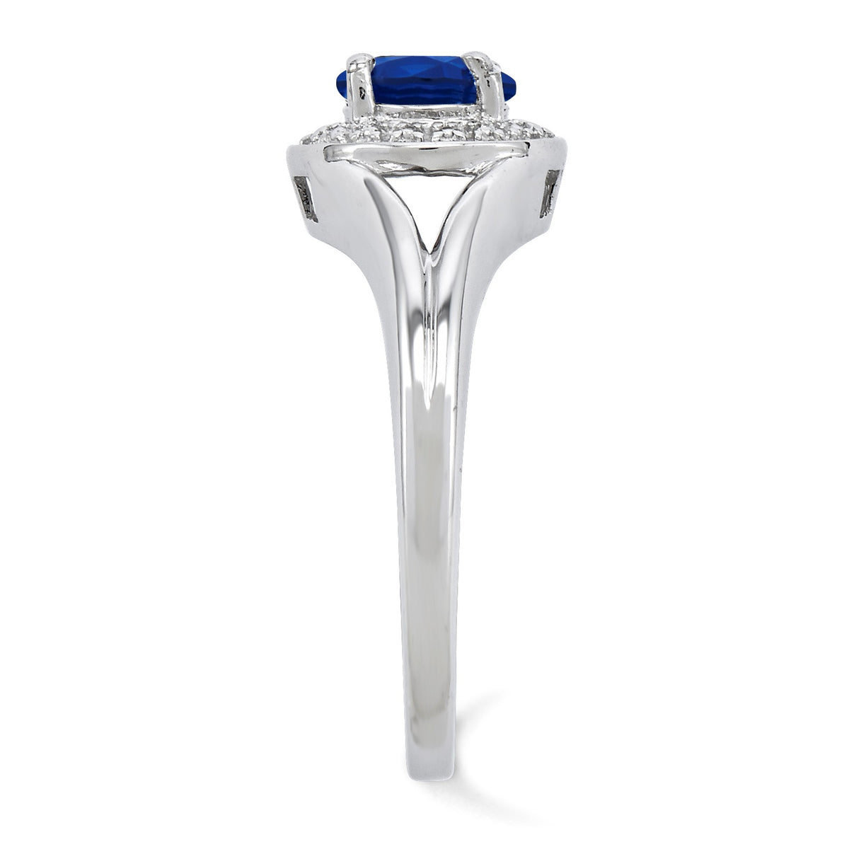 Alternate view of the Sterling Silver .01 Ctw Diamond &amp; Round Created Sapphire Ring by The Black Bow Jewelry Co.
