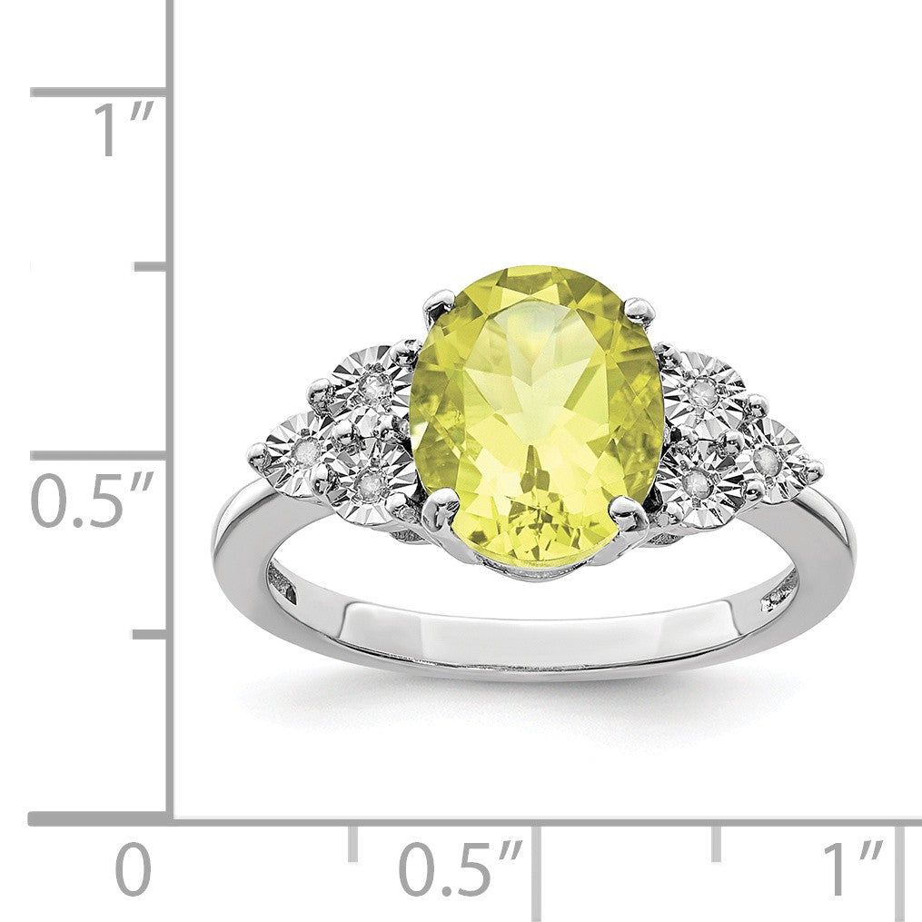 Alternate view of the Oval Lemon Quartz &amp; .03 Ctw Diamond Ring in Sterling Silver by The Black Bow Jewelry Co.