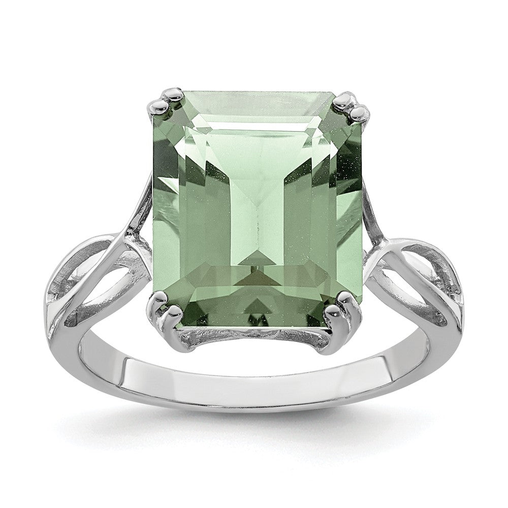Octagonal Green Quartz Ring in Sterling Silver, Item R9997 by The Black Bow Jewelry Co.