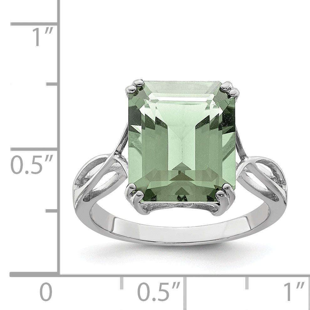 Alternate view of the Octagonal Green Quartz Ring in Sterling Silver by The Black Bow Jewelry Co.