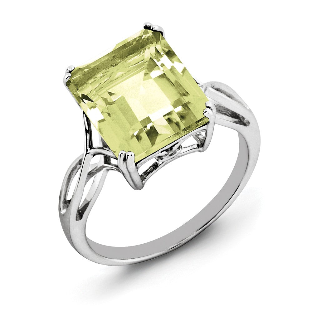 Octagonal Lemon Quartz Ring in Sterling Silver, Item R9999 by The Black Bow Jewelry Co.