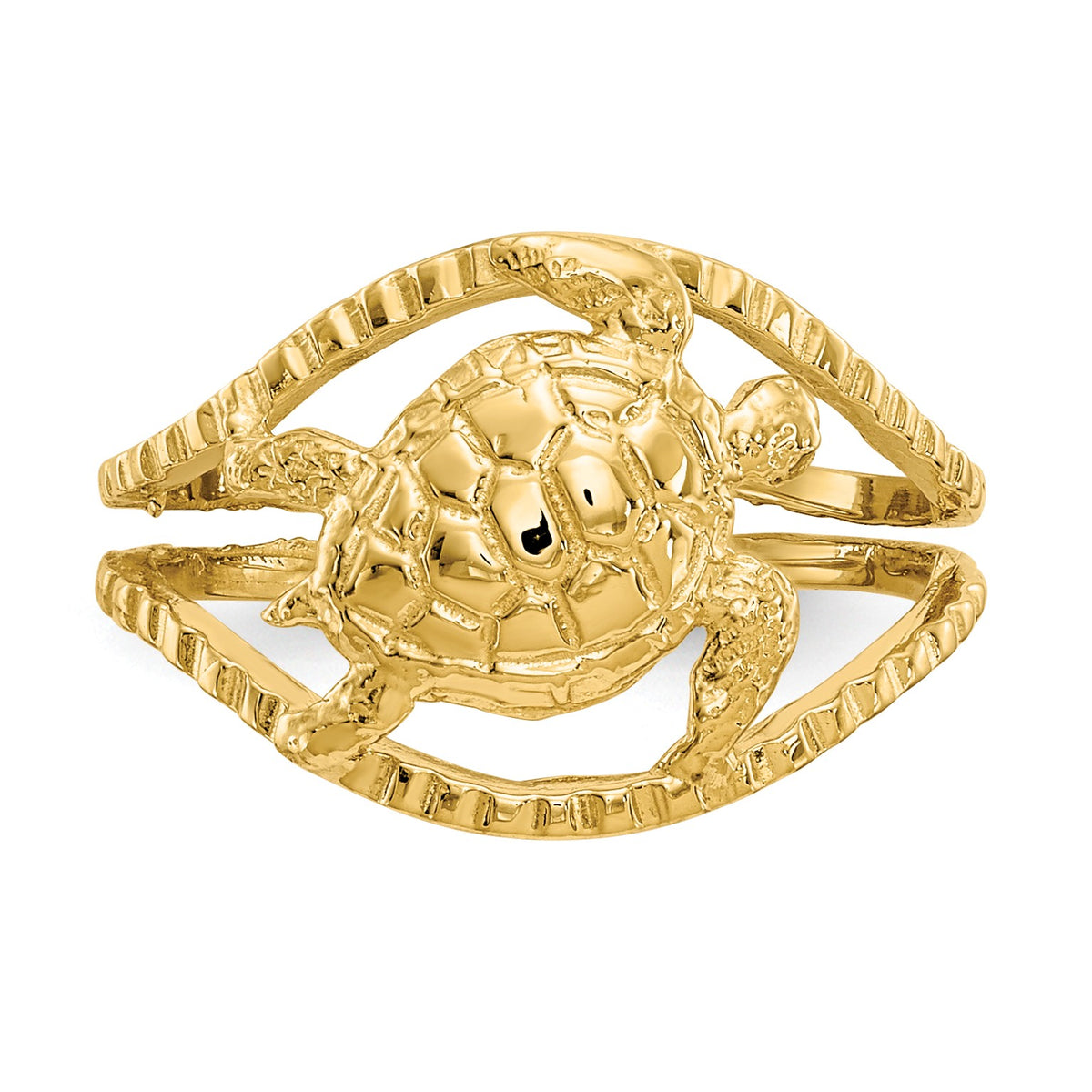 Alternate view of the Sea Turtle Toe Ring in 14K Yellow Gold by The Black Bow Jewelry Co.
