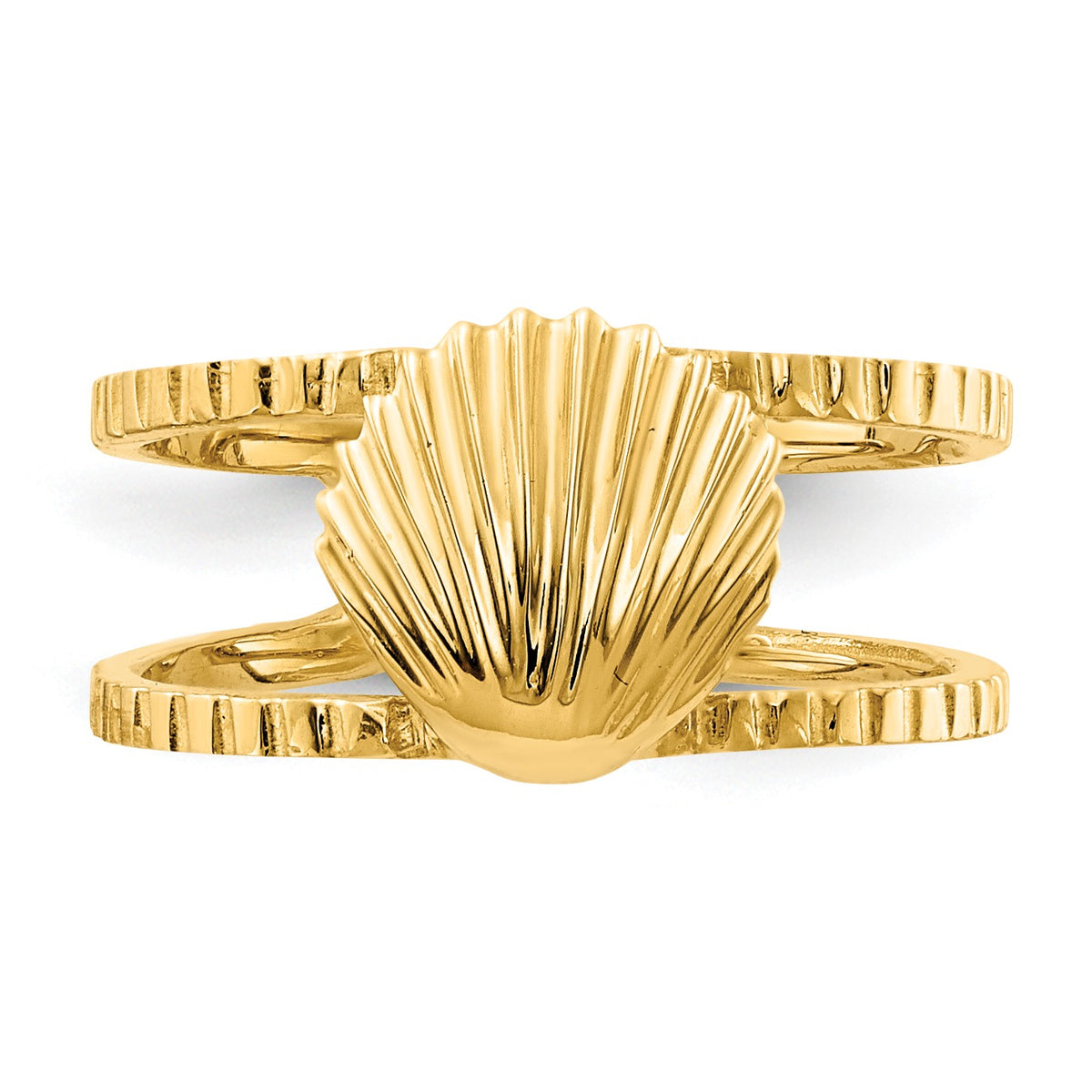 Alternate view of the Sea Shell Toe Ring in 14K Yellow Gold by The Black Bow Jewelry Co.