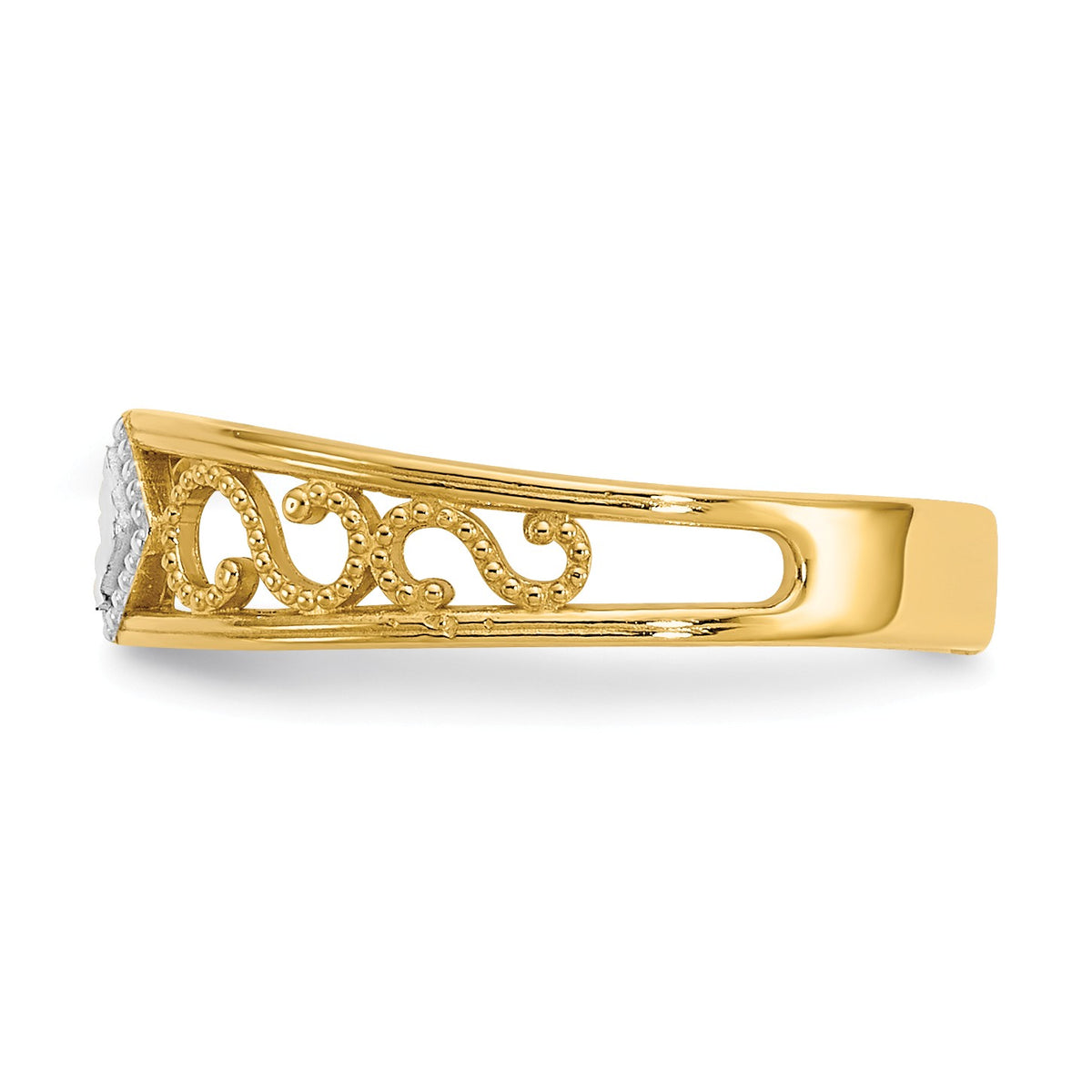 Alternate view of the Two Tone Diamond-Cut Toe Ring in 14K Gold by The Black Bow Jewelry Co.