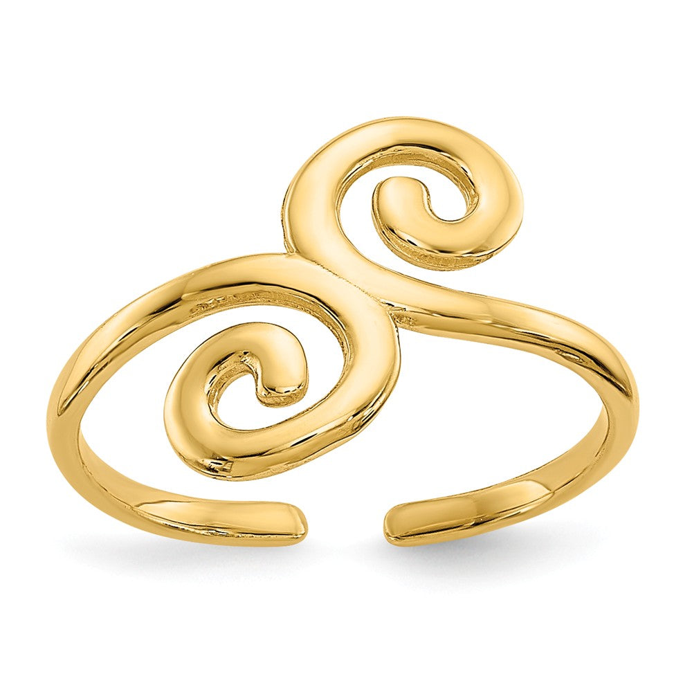 Swirl Toe Ring in 14K Yellow Gold, Item T8013 by The Black Bow Jewelry Co.