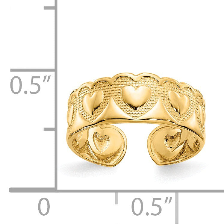 Alternate view of the Solid Heart Toe Ring in 14K Yellow Gold by The Black Bow Jewelry Co.