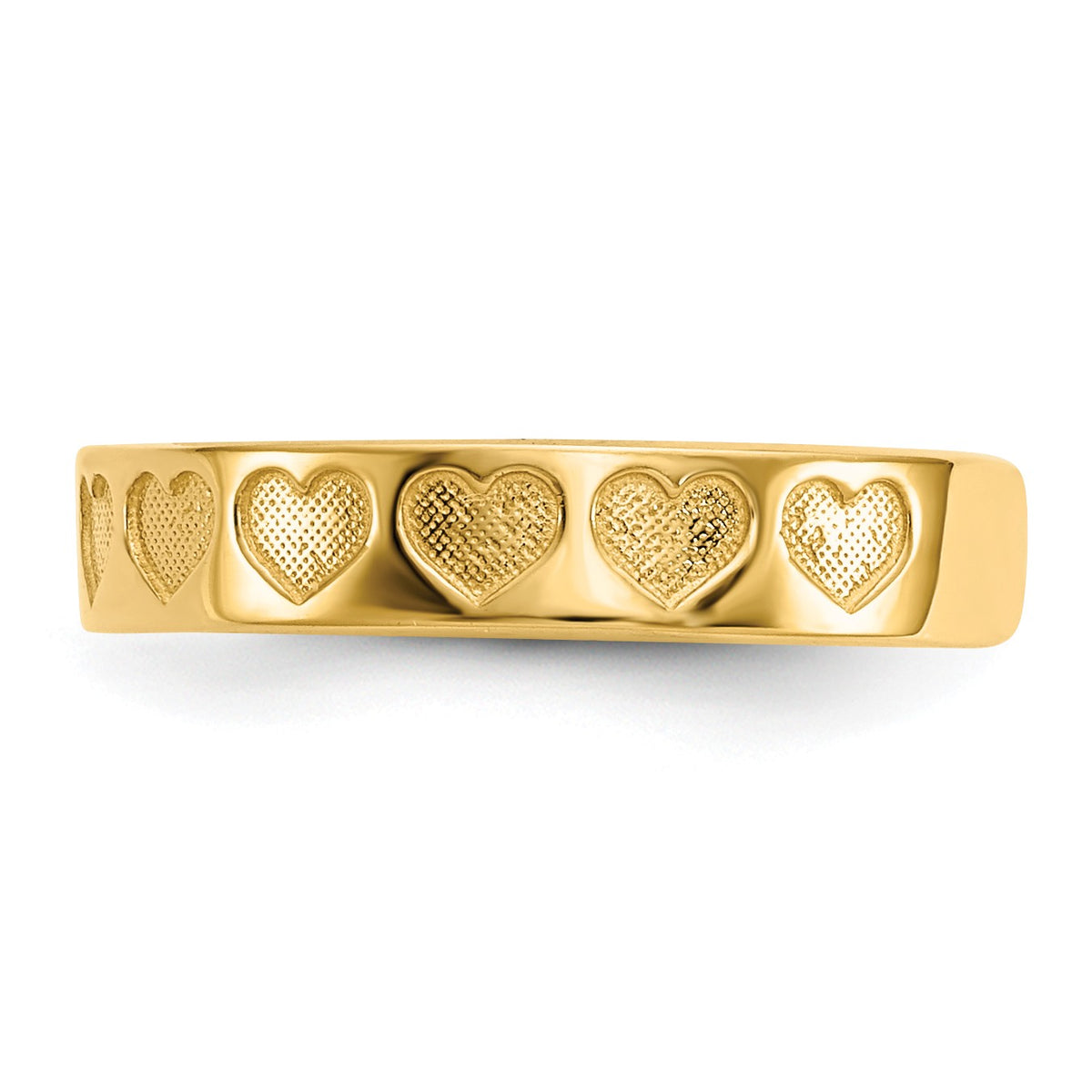 Alternate view of the 3mm Textured Heart Toe Ring in 14K Yellow Gold by The Black Bow Jewelry Co.