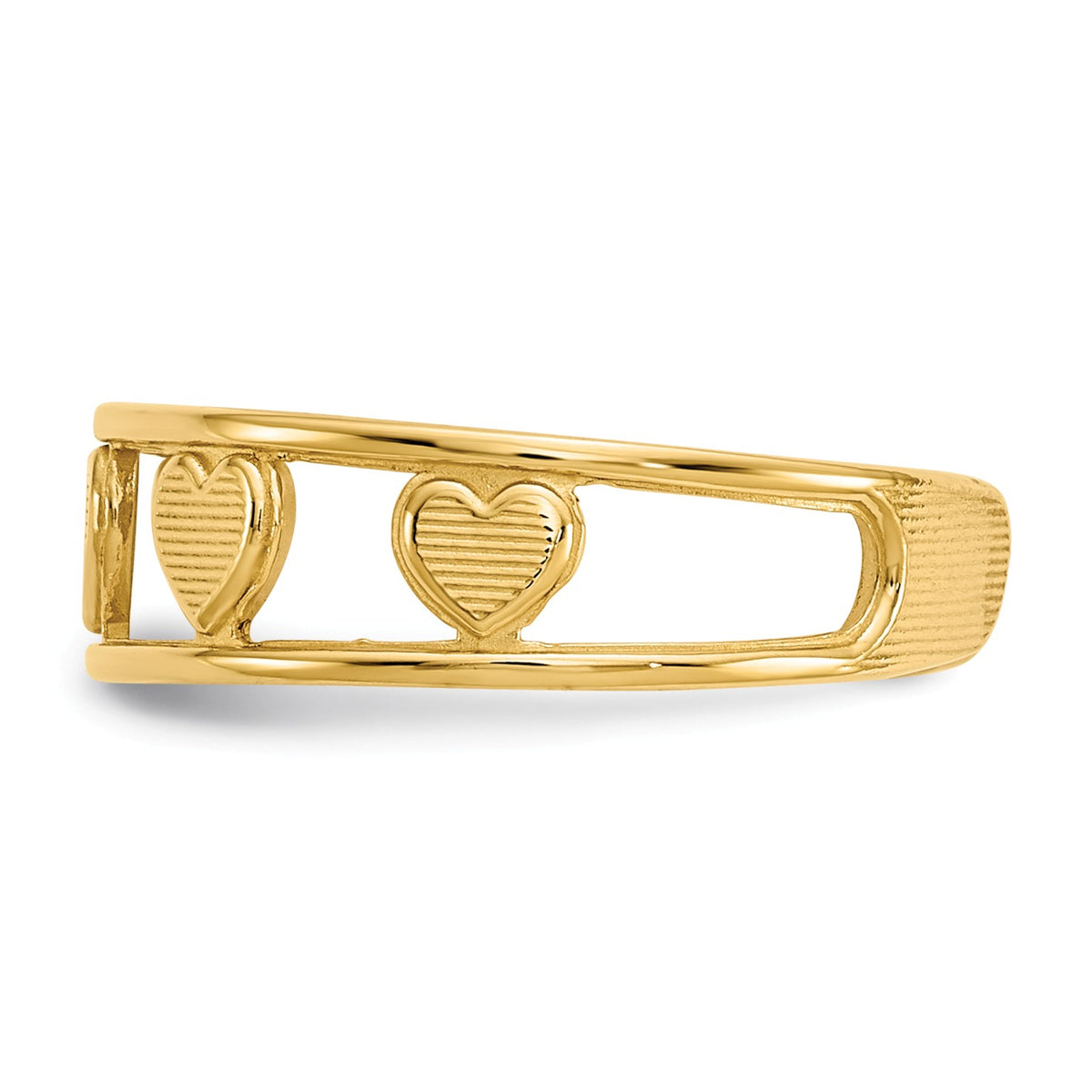 Alternate view of the 4mm Textured Heart Toe Ring in 14K Yellow Gold by The Black Bow Jewelry Co.