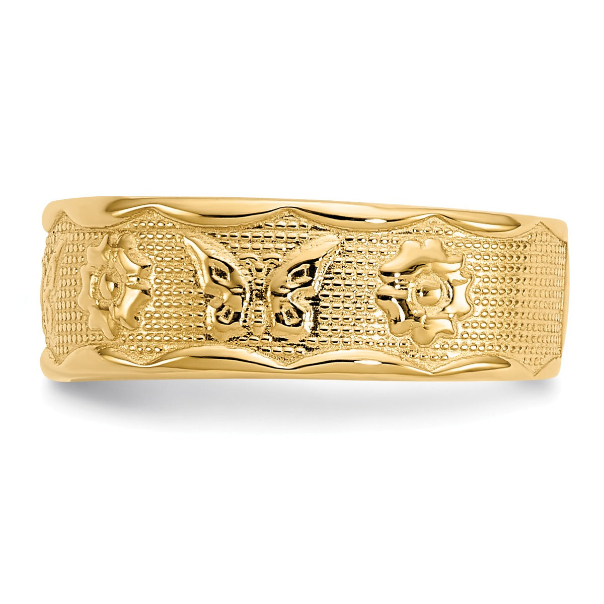 Alternate view of the Flower And Butterfly Toe Ring in 14K Yellow Gold by The Black Bow Jewelry Co.