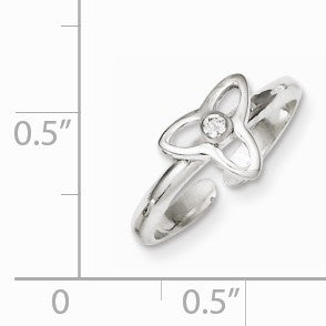 Alternate view of the Cubic Zirconia Trinity Toe Ring in Sterling Silver by The Black Bow Jewelry Co.