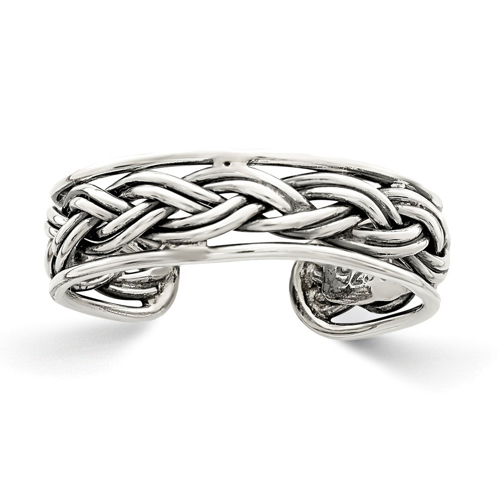Antiqued Double Braided Toe Ring in Sterling Silver, Item T8081 by The Black Bow Jewelry Co.
