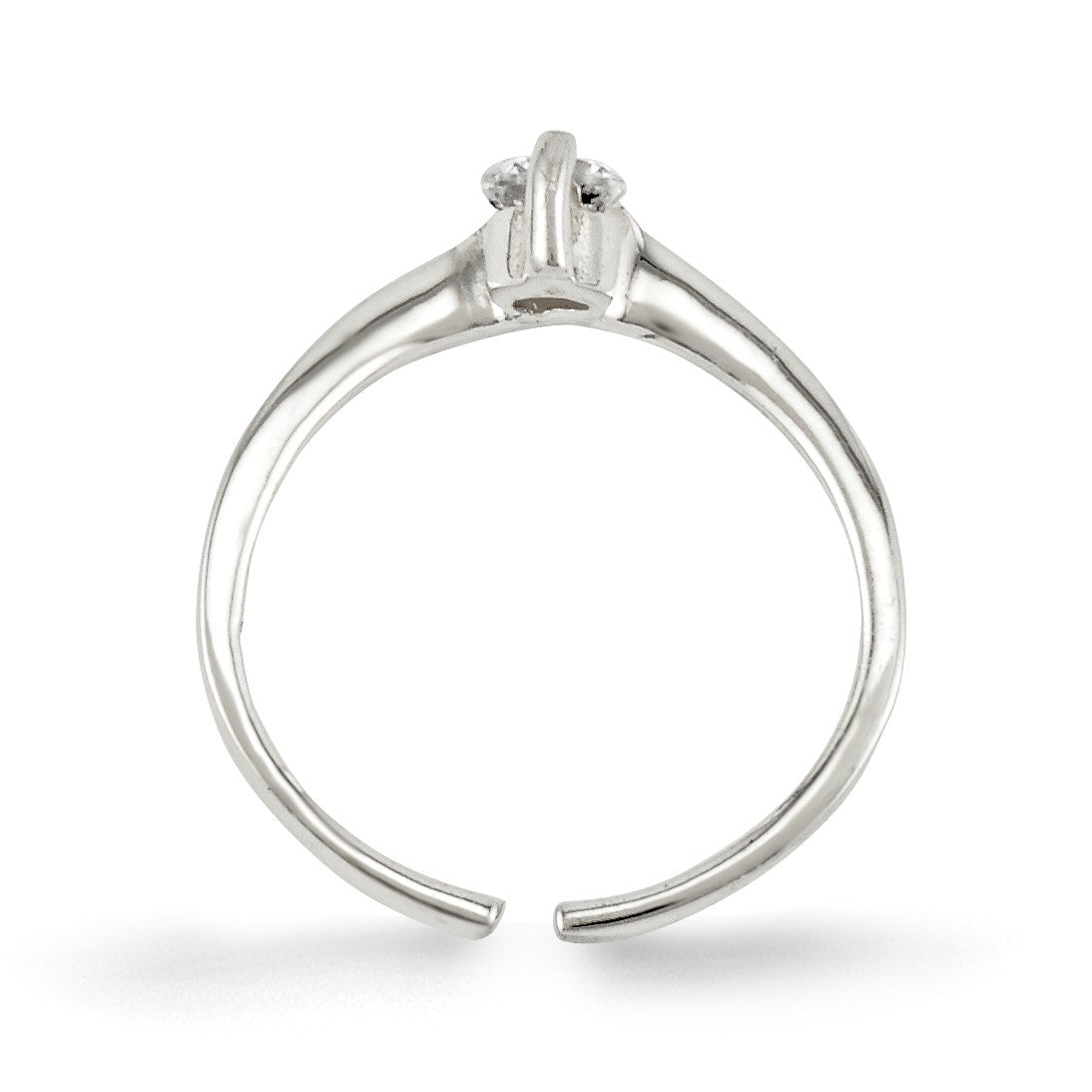 Alternate view of the 4mm Cubic Zirconia Gem V Shaped Toe Ring in Sterling Silver by The Black Bow Jewelry Co.