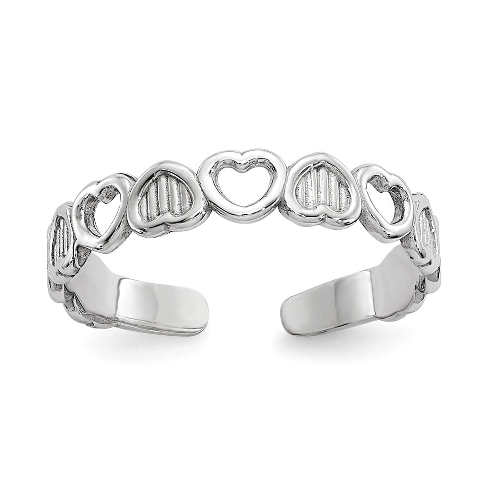 Open and Textured Hearts Toe Ring in 14 Karat White Gold, Item T8109 by The Black Bow Jewelry Co.