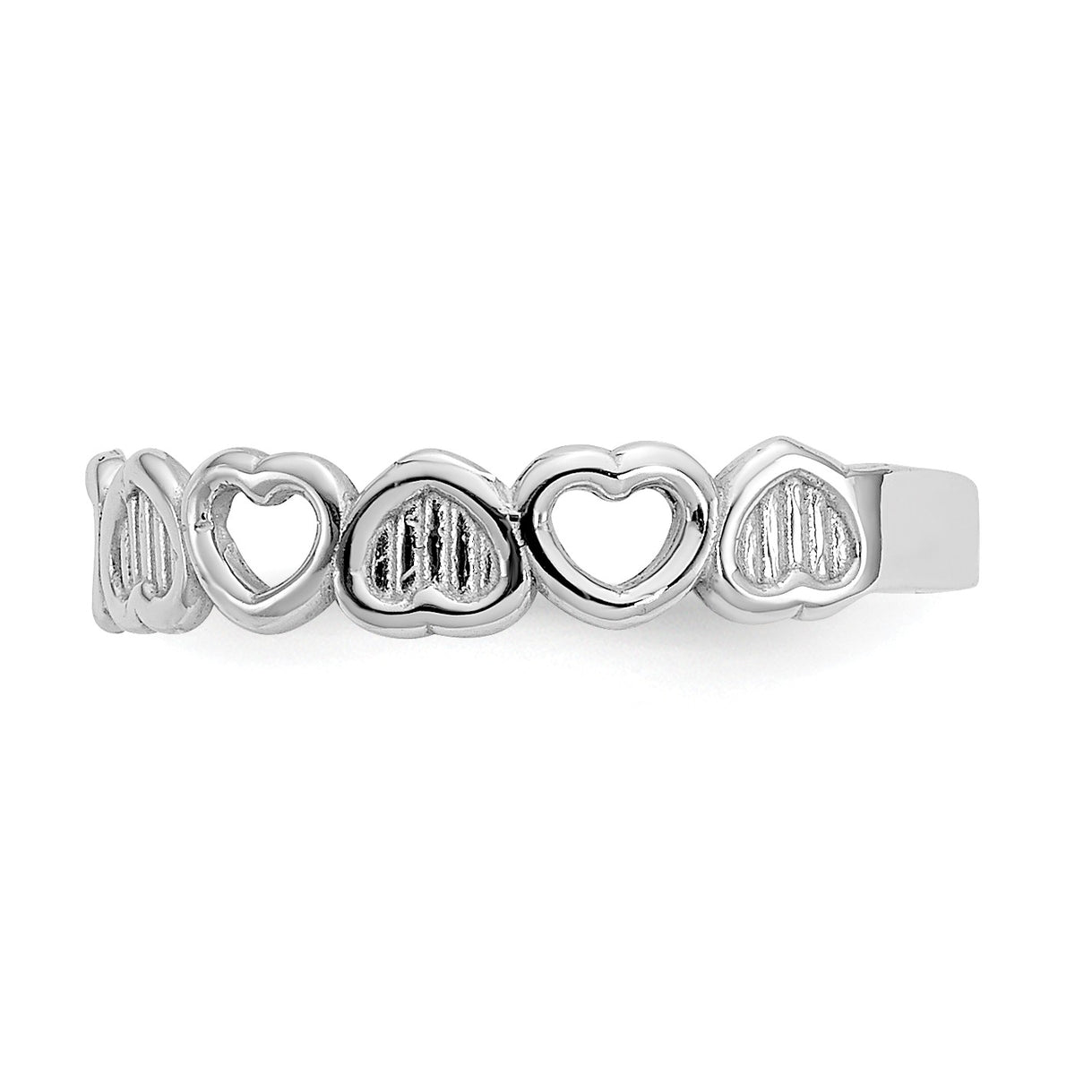 Alternate view of the Open and Textured Hearts Toe Ring in 14 Karat White Gold by The Black Bow Jewelry Co.