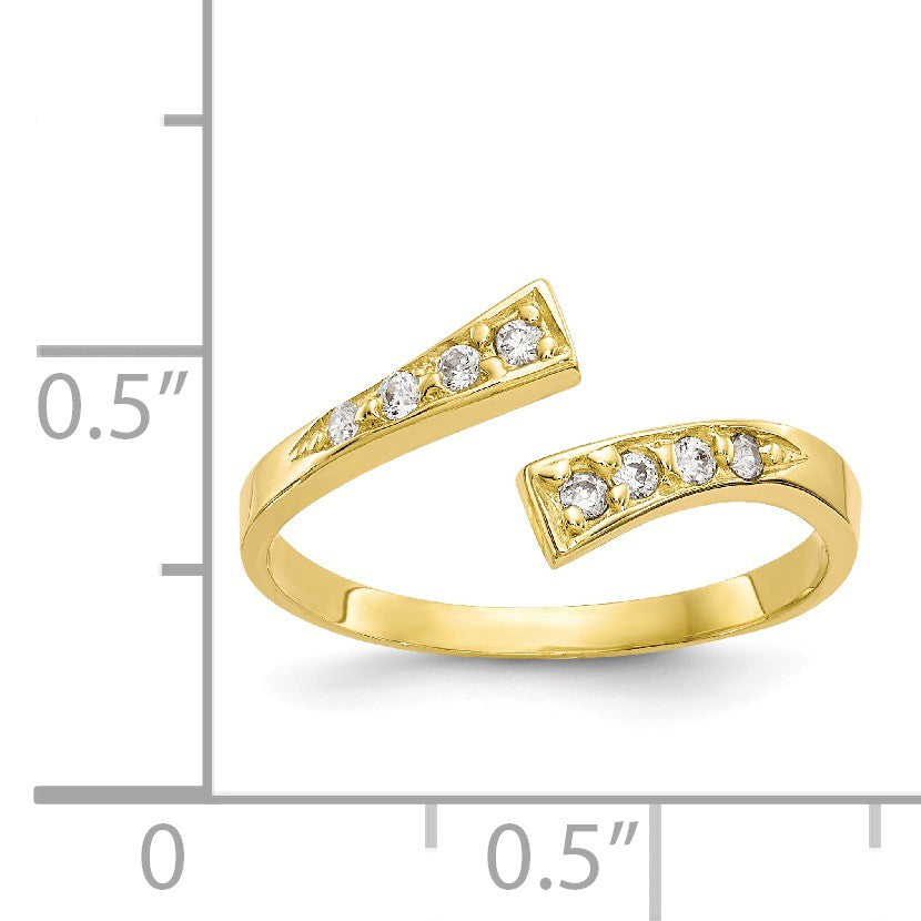 Alternate view of the Cubic Zirconia Bypass Toe Ring in 10 Karat Yellow Gold by The Black Bow Jewelry Co.