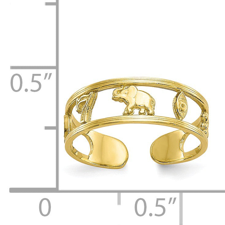Alternate view of the Lucky Symbol Toe Ring in 10K Yellow Gold by The Black Bow Jewelry Co.