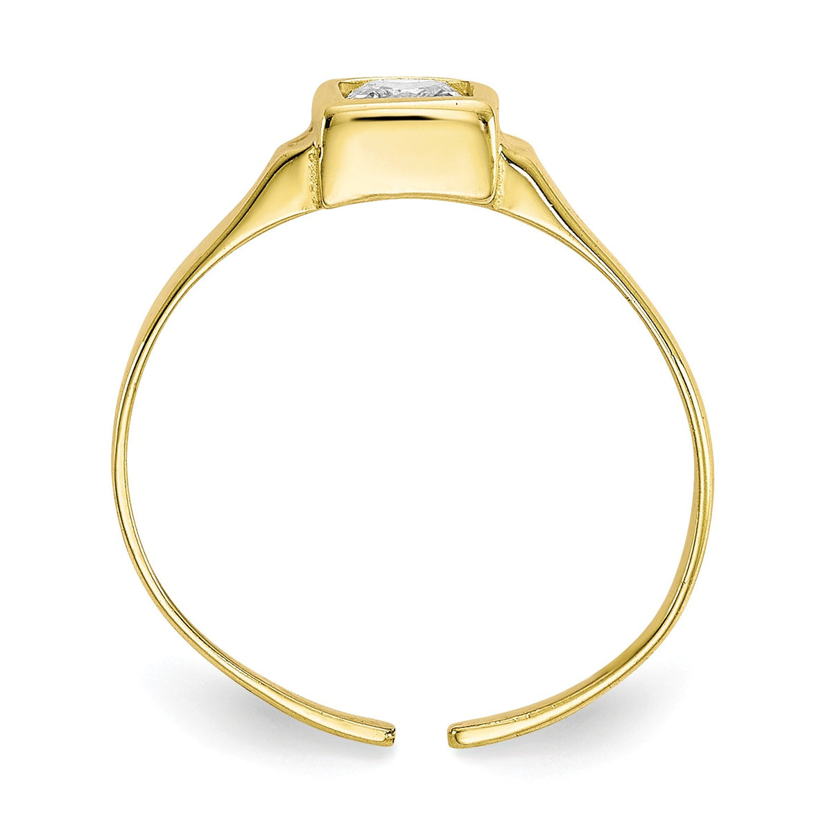 Alternate view of the Square Cubic Zirconia Solitaire Toe Ring in 10 Karat Yellow Gold by The Black Bow Jewelry Co.