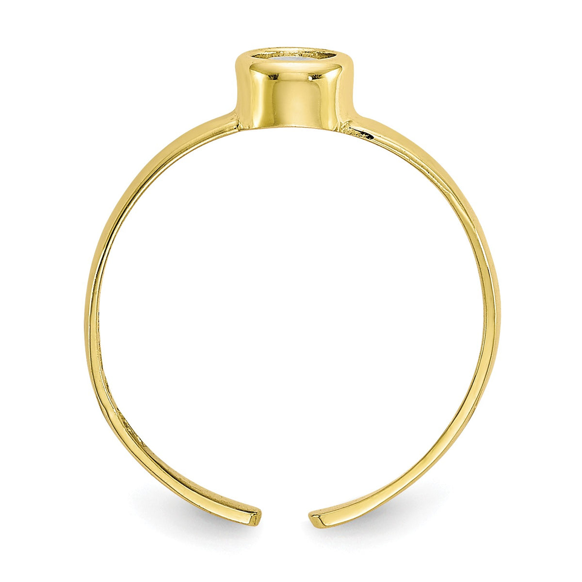 Alternate view of the Round Cubic Zirconia Solitaire Toe Ring in 10 Karat Yellow Gold by The Black Bow Jewelry Co.