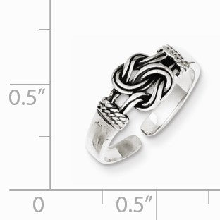 Alternate view of the Love Knot Toe Ring in Antiqued Sterling Silver by The Black Bow Jewelry Co.
