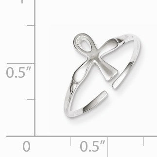 Alternate view of the Ankh Cross Toe Ring in Sterling Silver by The Black Bow Jewelry Co.