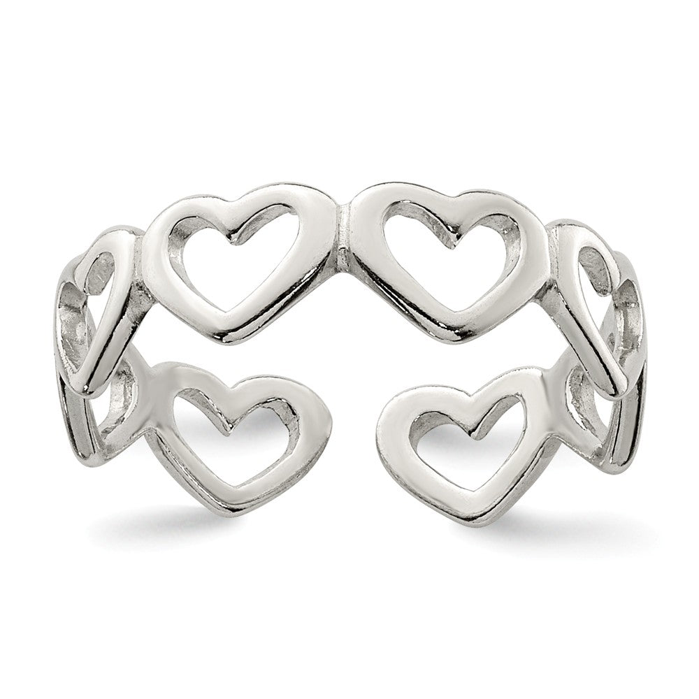 Cut-out Hearts Toe Ring in Sterling Silver, Item T8132 by The Black Bow Jewelry Co.