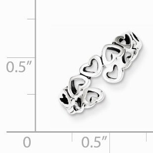 Alternate view of the Antiqued Sterling Silver Hearts Toe Ring by The Black Bow Jewelry Co.