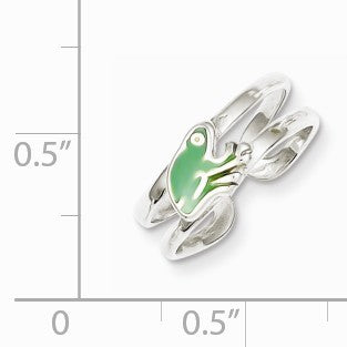 Alternate view of the Green Enameled Frog Toe Ring in Sterling Silver by The Black Bow Jewelry Co.