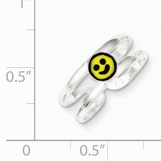 Alternate view of the Yellow &amp; Black Enameled Smiley Face Toe Ring in Sterling Silver by The Black Bow Jewelry Co.
