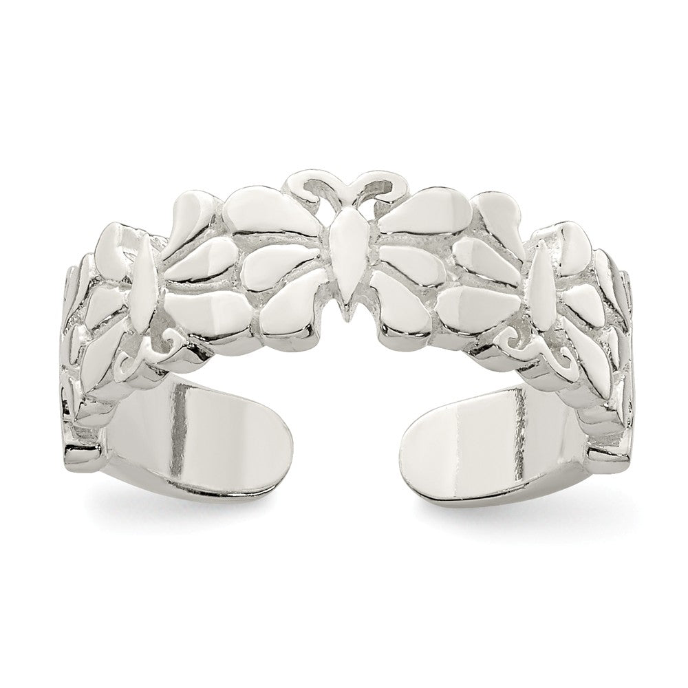 Polished Butterflies Toe Ring in Sterling Silver, Item T8140 by The Black Bow Jewelry Co.