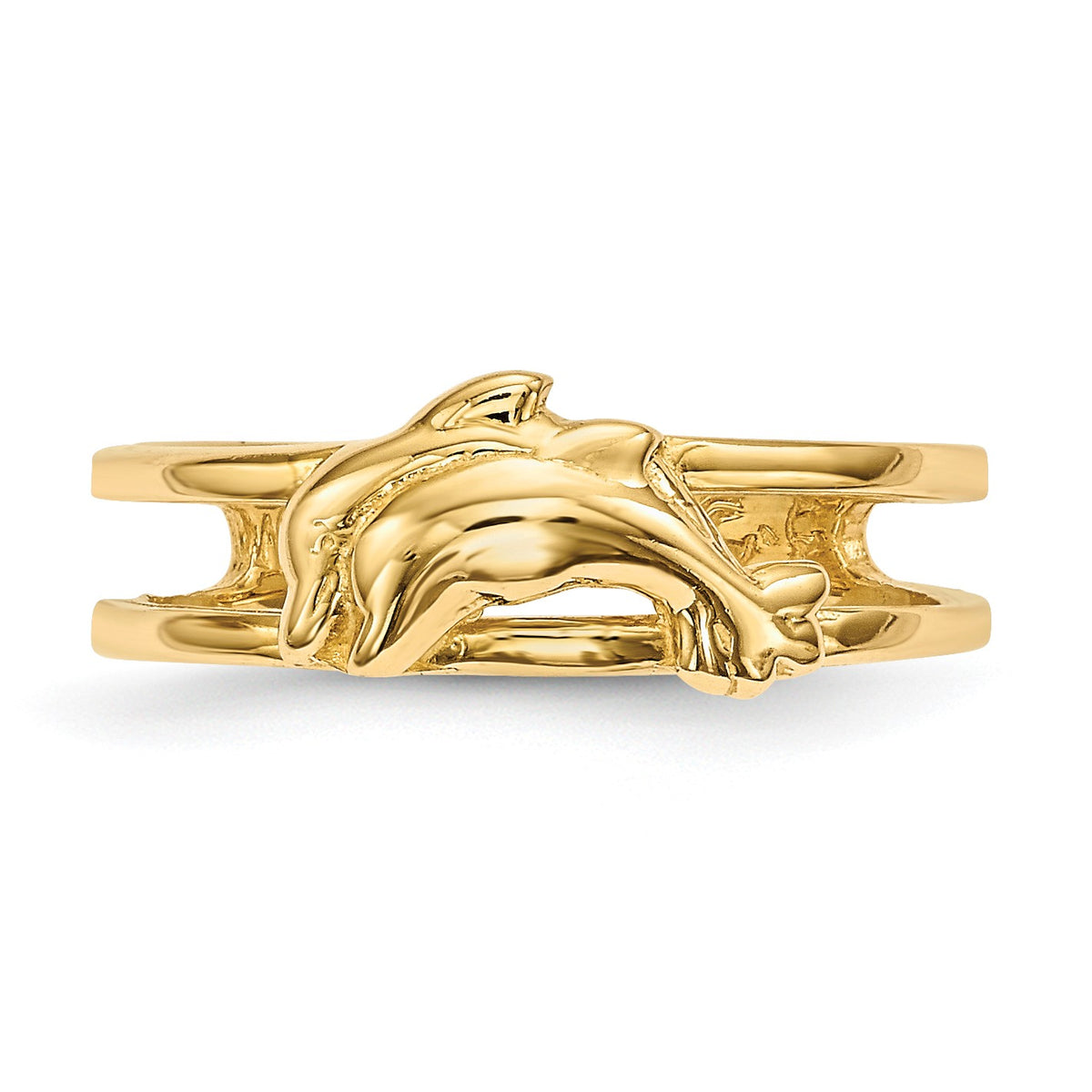 Alternate view of the 14k Yellow Gold 5.5mm Polished Double Dolphin Toe Ring by The Black Bow Jewelry Co.
