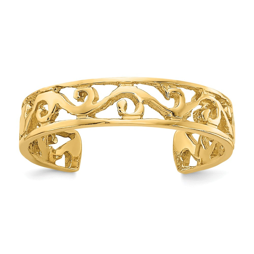 14k Yellow Gold 4mm Diamond-Cut Scroll Toe Ring, Item T8155 by The Black Bow Jewelry Co.