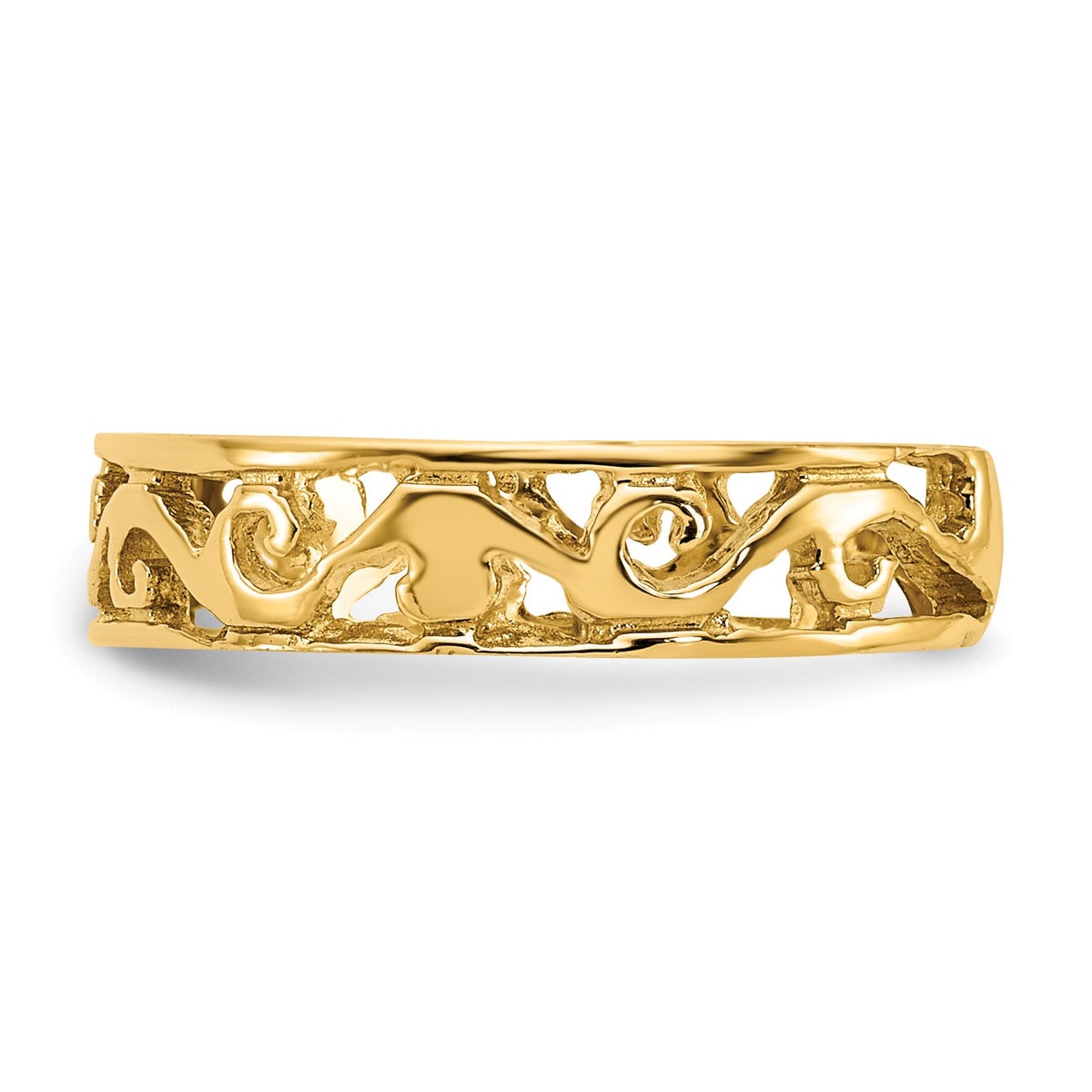 Alternate view of the 14k Yellow Gold 4mm Diamond-Cut Scroll Toe Ring by The Black Bow Jewelry Co.