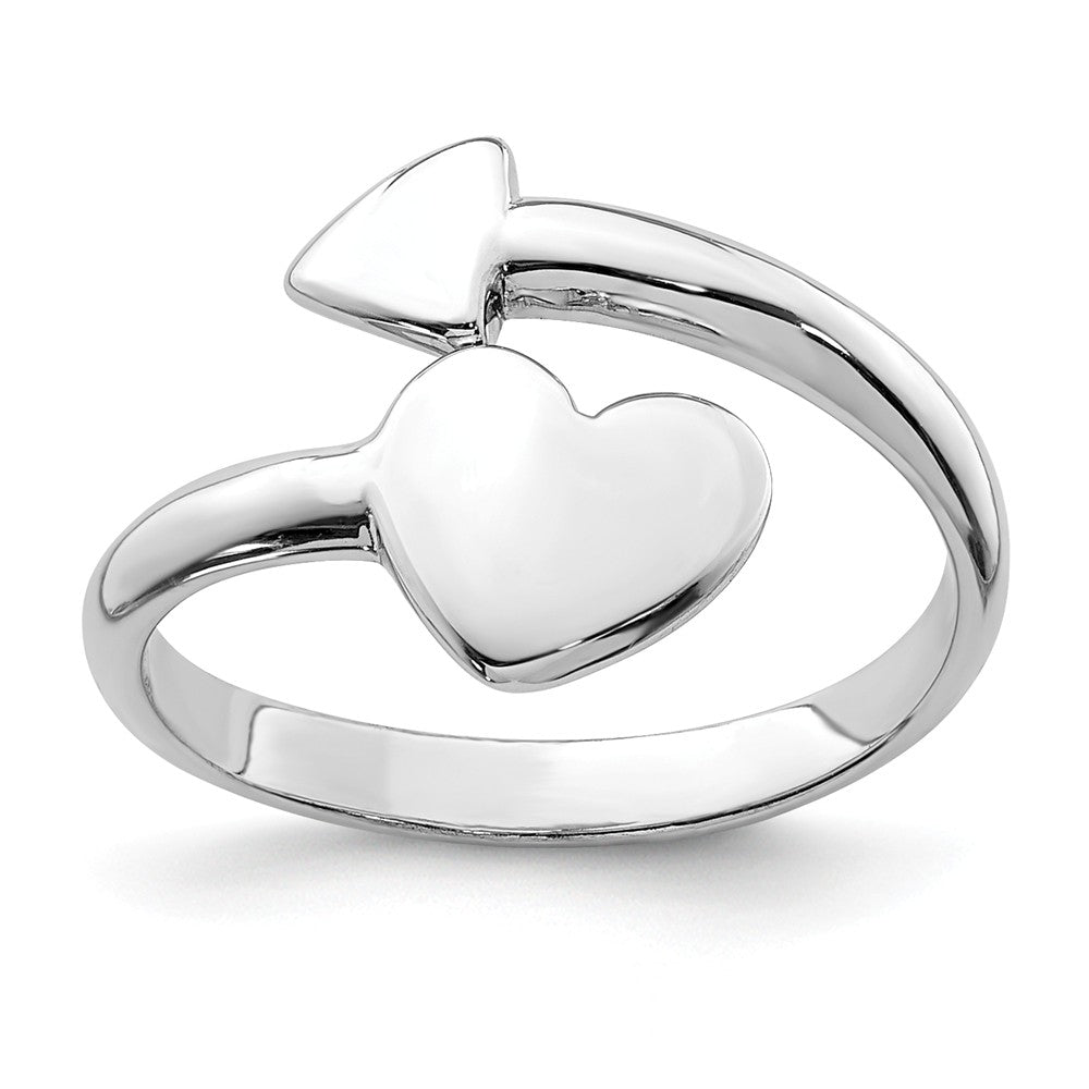 Rhodium Plated Sterling Silver Heart and Arrow Bypass Toe Ring, Item T8163 by The Black Bow Jewelry Co.