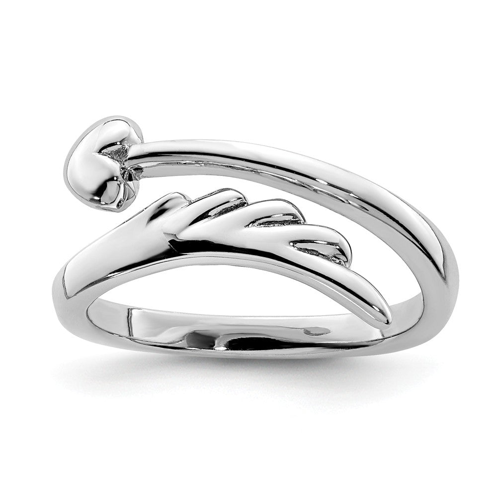 Rhodium Plated Sterling Silver Heart and Wing Bypass Toe Ring, Item T8164 by The Black Bow Jewelry Co.