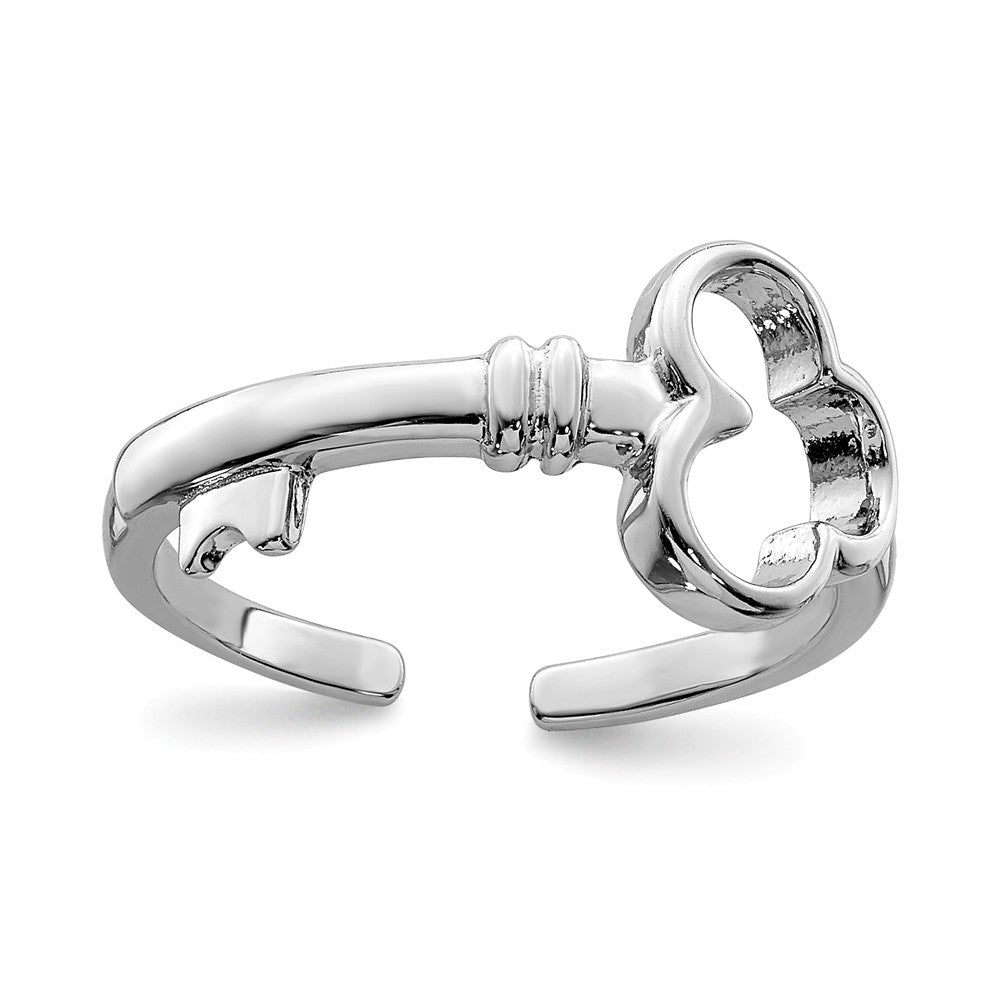Rhodium Plated Sterling Silver 8mm Key Toe Ring, Item T8165 by The Black Bow Jewelry Co.