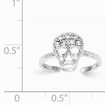 Alternate view of the Rhodium Plated Sterling Silver 10mm Cubic Zirconia Skull Toe Ring by The Black Bow Jewelry Co.
