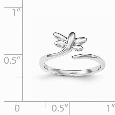 Alternate view of the Rhodium Plated Sterling Silver Dragonfly Bypass Toe Ring by The Black Bow Jewelry Co.