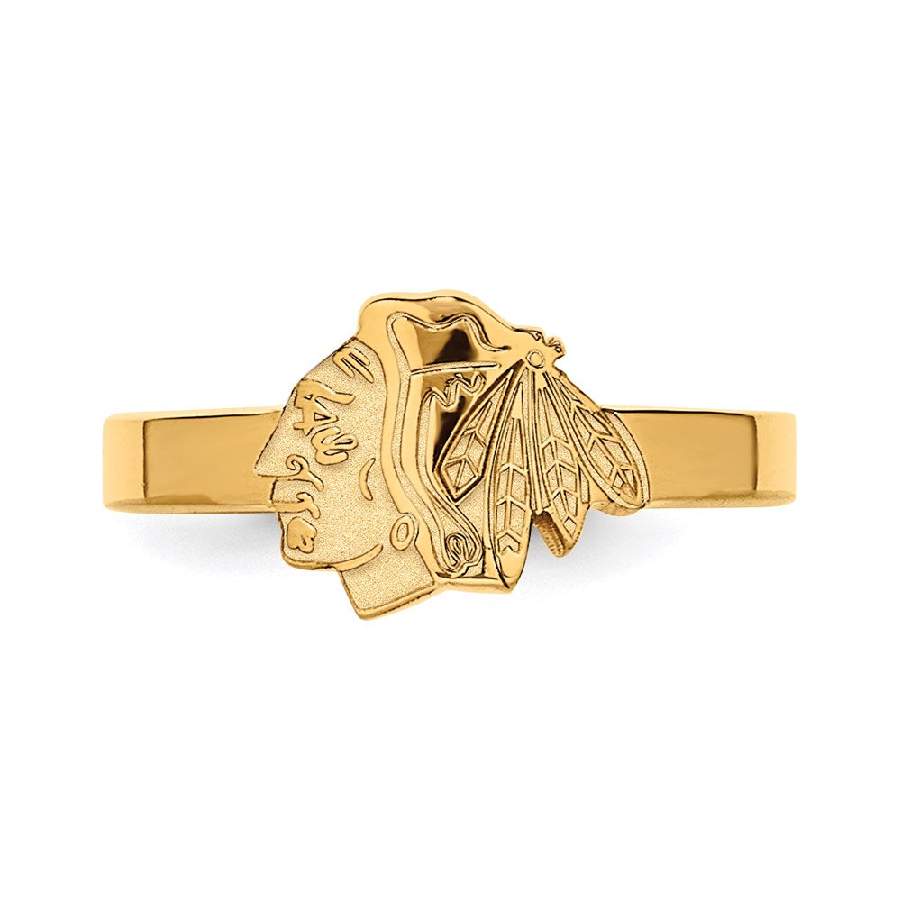 Alternate view of the Sterling Silver 14k Yellow Gold Plated NHL Chicago Blackhawks Toe Ring by The Black Bow Jewelry Co.