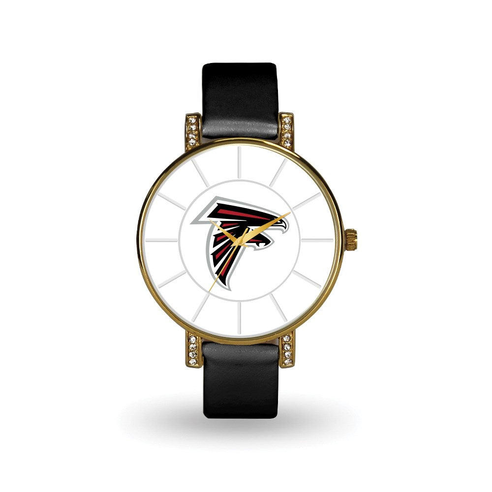 NFL Ladies Atlanta Falcons Black Leather Lunar Watch, Item W10180 by The Black Bow Jewelry Co.