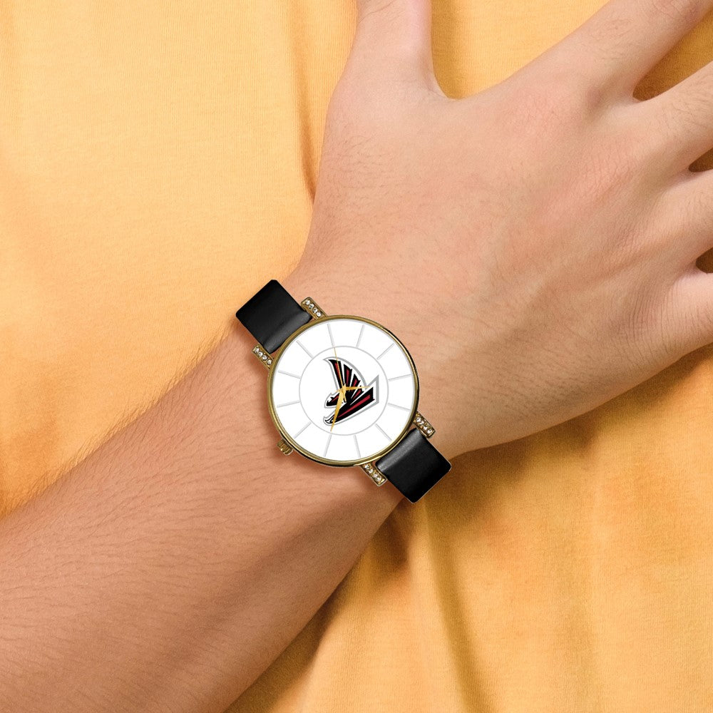 Alternate view of the NFL Ladies Atlanta Falcons Black Leather Lunar Watch by The Black Bow Jewelry Co.
