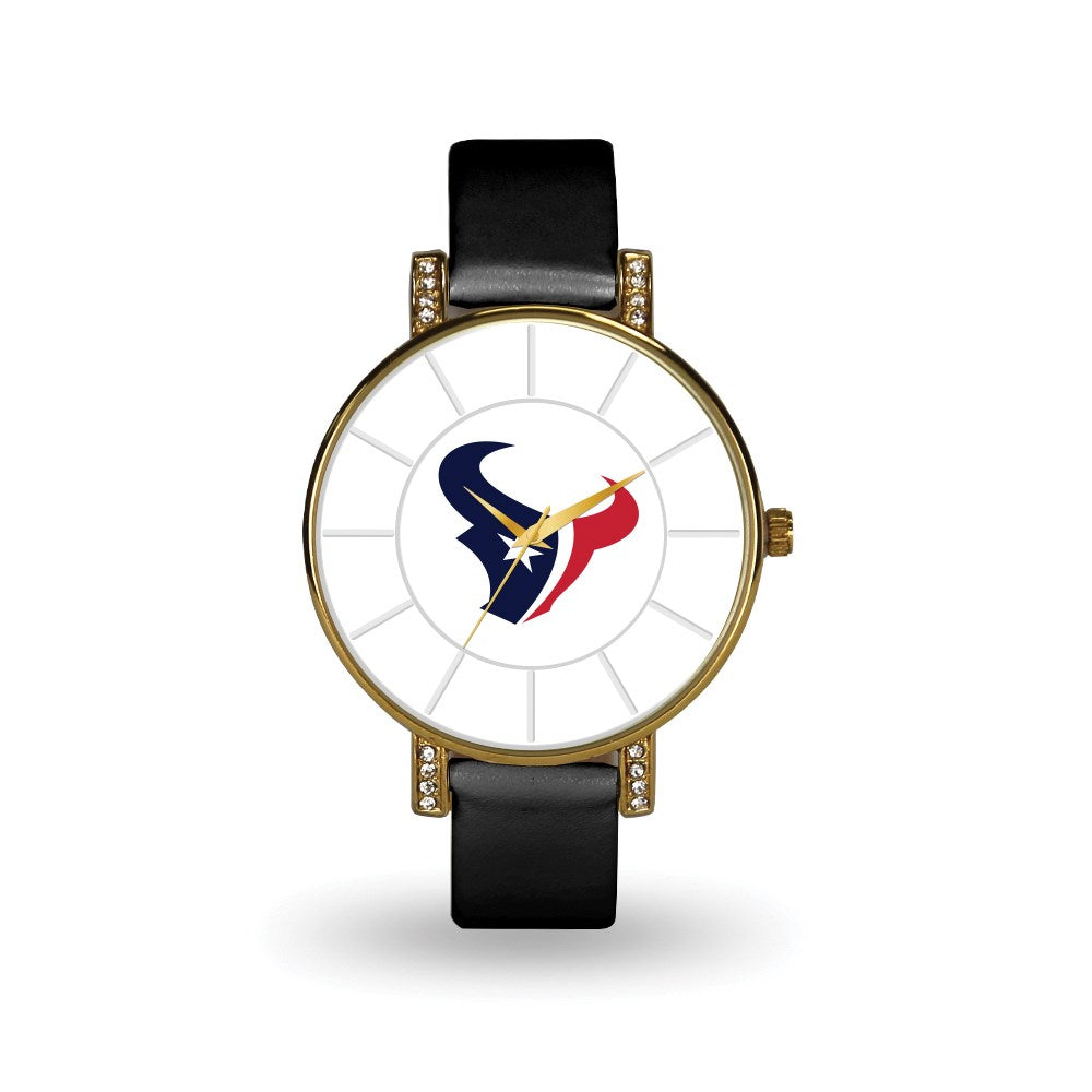 NFL Ladies Houston Texans Black Leather Lunar Watch, Item W10191 by The Black Bow Jewelry Co.