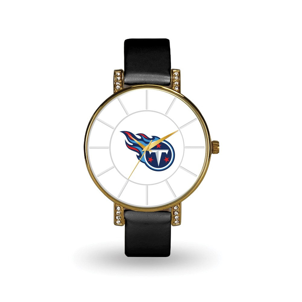 NFL Ladies Tennessee Titans Black Leather Lunar Watch, Item W10209 by The Black Bow Jewelry Co.