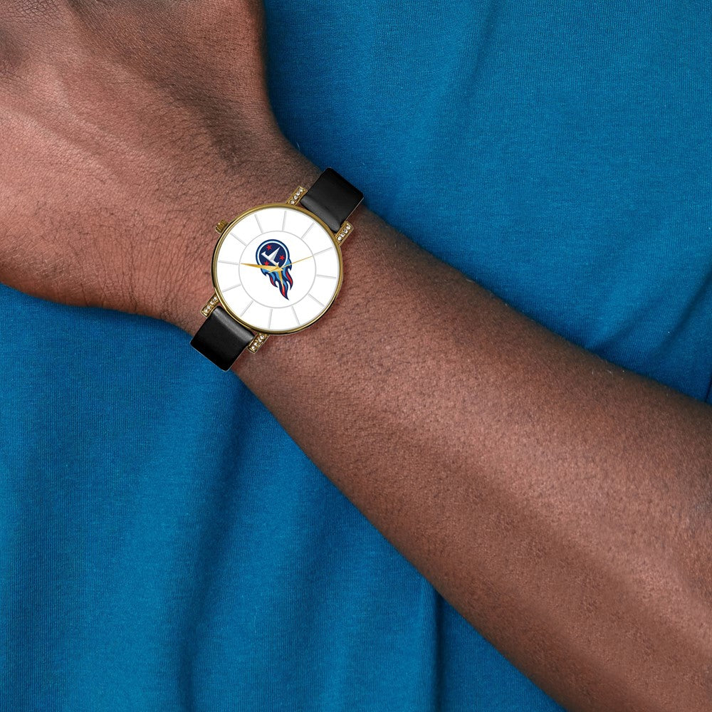 Alternate view of the NFL Ladies Tennessee Titans Black Leather Lunar Watch by The Black Bow Jewelry Co.