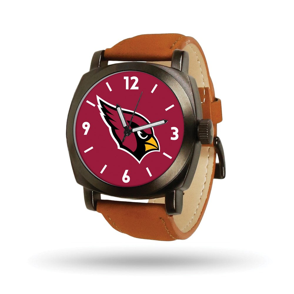 NFL Mens Arizona Cardinals Brown Leather Knight Watch, Item W10306 by The Black Bow Jewelry Co.