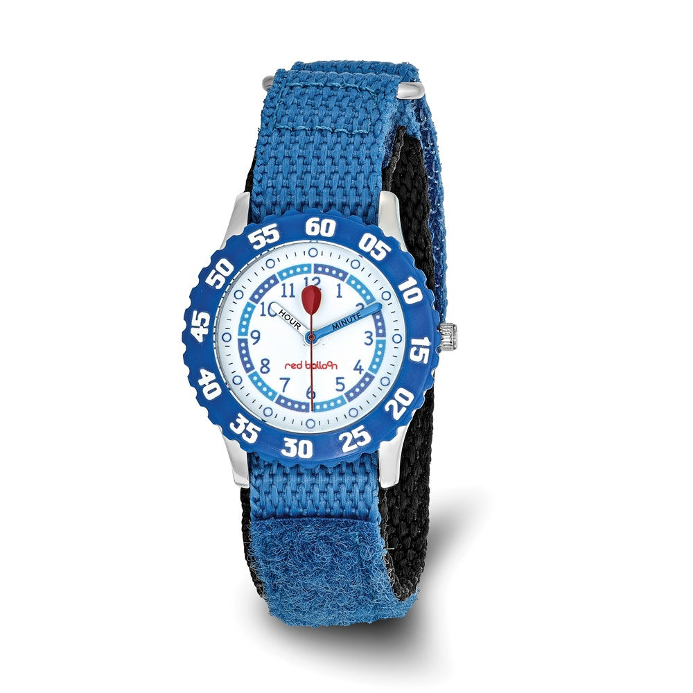 Red Balloon Boys Blue Velcro Band Time Teacher Watch, Item W10717 by The Black Bow Jewelry Co.