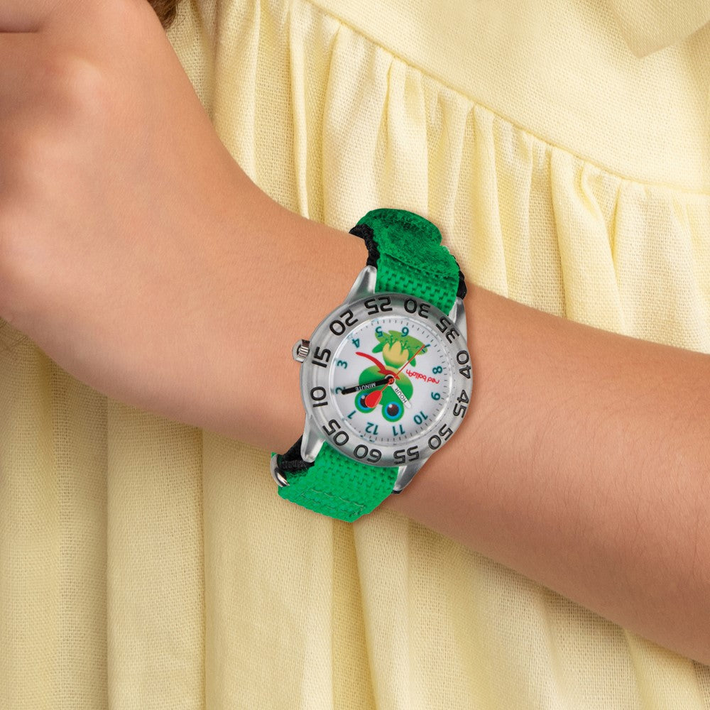 Alternate view of the Red Balloon Girls Green Froggy Acrylic Time Teacher Watch by The Black Bow Jewelry Co.