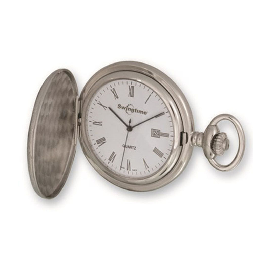 Alternate view of the Swingtime Chrome-finish Brass Quartz Pocket Watch by The Black Bow Jewelry Co.